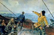 Christian Krohg Christian Krohg's painting of Leiv Eiriksson discover America, 1893 oil painting reproduction